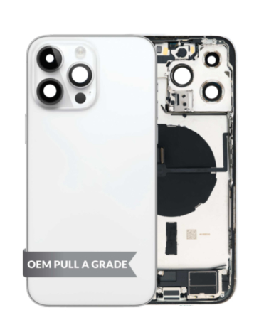 Back Housing Frame with Charging Port Flex & Small Parts for iPhone 14 Pro Max (SILVER) (US Version) (OEM Pull A Grade)