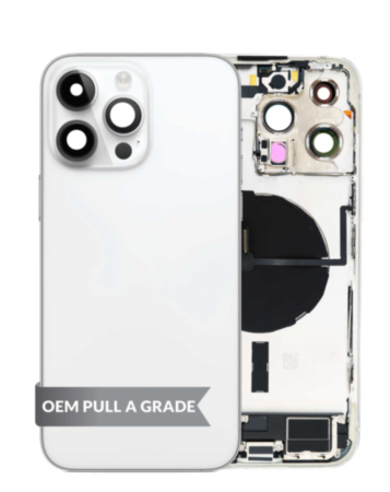 Back Housing Frame with Charging Port Flex & Small Parts for iPhone 14 Pro Max (SILVER) (International) (OEM Pull A Grade)