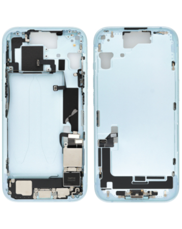 Back Housing Frame with Charging Port Flex & Small Parts for iPhone 15 (BLUE) (OEM Pull A Grade)