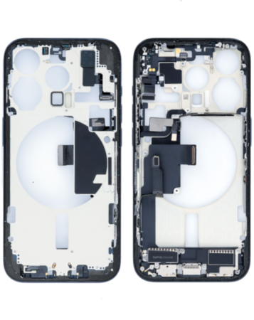 Back Housing Frame with Charging Port Flex & Small Parts for iPhone 15 Pro (BLACK TITANIUM) (OEM Pull A Grade)