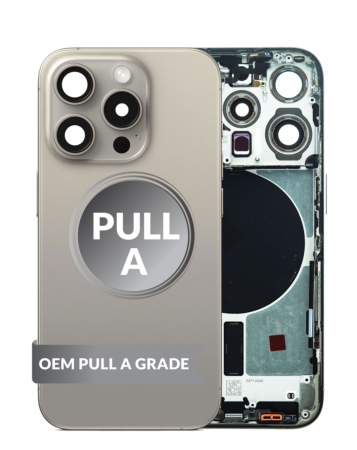 Back Housing Frame with Small Components Pre-Installed for iPhone 15 Pro (NATURAL TITANIUM) (US Version) (OEM Pull A Grade)