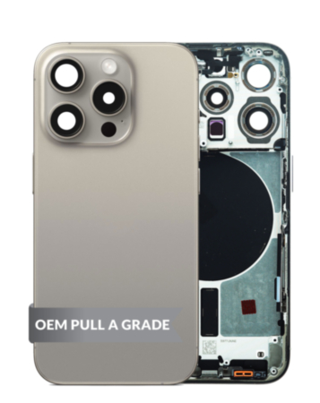 Back Housing Frame with Small Components Pre-Installed for iPhone 15 Pro (NATURAL TITANIUM) (US Version) (OEM Pull A Grade)
