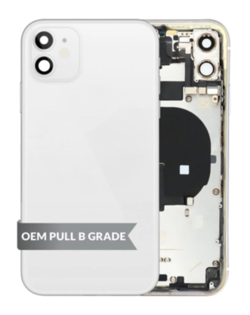 Back Housing Frame with Small Components Pre-Installed for iPhone 11 (WHITE) (OEM Pull B Grade)