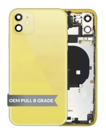 Back Housing Frame with Small Components Pre-Installed for iPhone 11 (YELLOW) (OEM Pull B Grade)