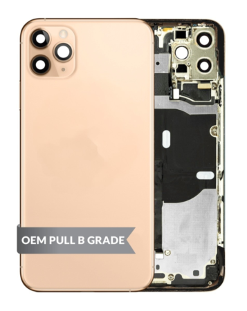 Back Housing Frame with Small Components Pre-Installed for iPhone 11 Pro (GOLD) (OEM Pull B Grade)