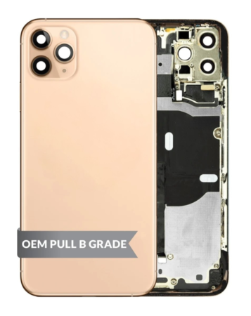 Back Housing Frame (GOLD) (OEM Pull B Grade) with Small Components Pre-Installed for iPhone 11 Pro Max