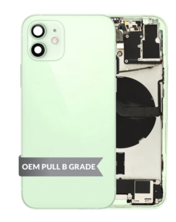 Back Housing Frame with Charging Port Flex & Small Parts for iPhone 12 (GREEN) (OEM Pull B Grade)