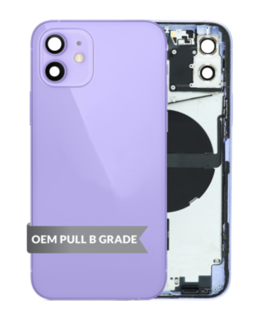 Buy the purple housing frame with small parts pre-installed for iPhone 12, international version, OEM Pull B Grade.

