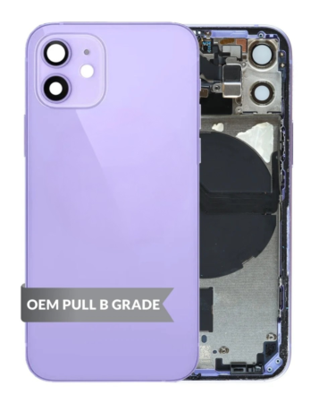 Back Housing Frame (PURPLE) (OEM Pull B Grade) with Small Components Pre-Installed for iPhone 12 Mini