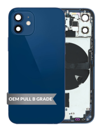 Grab the wholesale deals on the Housing Frame with Small Parts Pre-Installed for iPhone 12 Mini in Blue, International version, OEM Pull B Grade.

