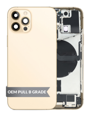 Back Housing Frame with Charging Port Flex & Small Parts for iPhone 12 Pro (GOLD) (OEM Pull B Grade)