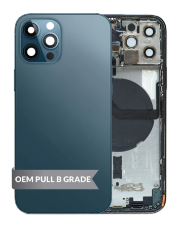 Back Housing Frame with Small Components Pre-Installed for iPhone 12 Pro (PACIFIC BLUE) (OEM Pull B Grade)