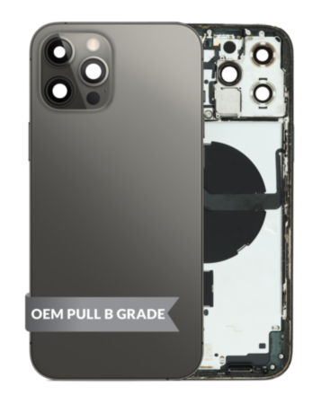 Order the Housing Frame with Small Parts Pre-Installed for iPhone 12 Pro Max GRAPHITE International OEM Pull B Grade.
