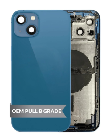 Back Housing Frame with Small Components Pre-Installed for iPhone 13 (BLUE) (US Version) (OEM Pull B Grade)