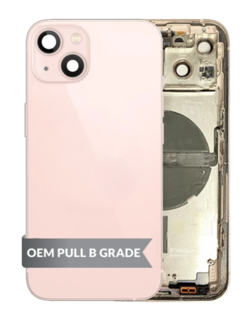 Back Housing Frame with Small Components Pre-Installed for iPhone 13 (PINK) (US Version) (OEM Pull B Grade)