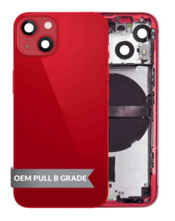 Buy the Housing Frame with Small Parts Pre-Installed for iPhone 13 Mini Red International OEM Pull B Grade.
