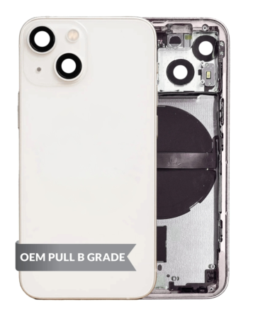 Housing Frame with Small Parts Pre-Installed for iPhone 13 Mini (WHITE) (International) (OEM Pull B Grade)