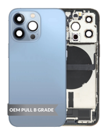 Back Housing Frame with Charging Port Flex & Small Parts for iPhone 13 Pro (SIERRA BLUE) (US Version) (OEM Pull B Grade)