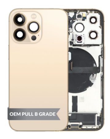 Back Housing Frame with Charging Port Flex & Small Parts for iPhone 13 Pro (GOLD) (OEM Pull B Grade)