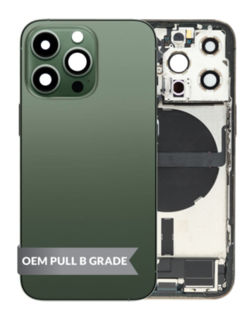 Back Housing Frame with Charging Port Flex & Small Parts for iPhone 13 Pro (ALPINE GREEN) (OEM Pull B Grade)