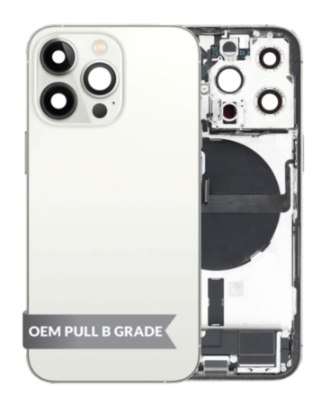 Back Housing Frame with Charging Port Flex & Small Parts for iPhone 13 Pro (SILVER) (US Version) (OEM Pull B Grade)