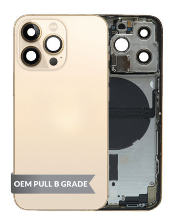 Back Housing Frame (GOLD) (US Version) (OEM Pull B Grade) with Small Components Pre-Installed for iPhone 13 Pro