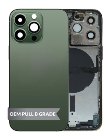 Back Housing Frame (ALPINE GREEN) (US Version) (OEM Pull B Grade) with Small Components Pre-Installed for iPhone 13 Pro