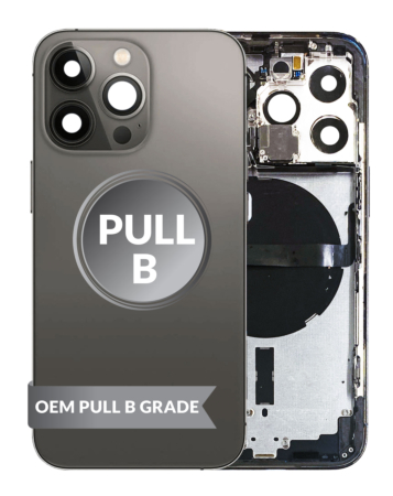 Buy the Housing Frame with Small Parts Pre-Installed for iPhone 13 Pro BLACK International OEM Pull B Grade.
