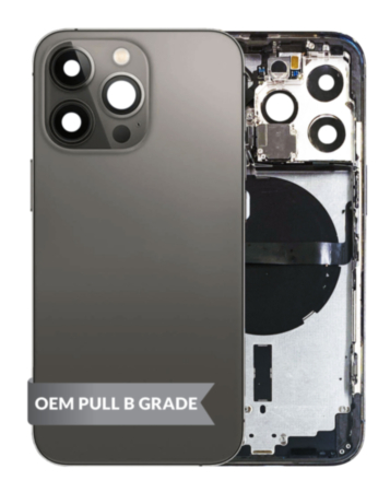 Buy the Housing Frame with Small Parts Pre-Installed for iPhone 13 Pro BLACK International OEM Pull B Grade.
