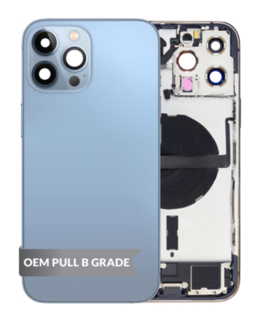Back Housing Frame with Charging Port Flex & Small Parts for iPhone 13 Pro Max (SIERRA BLUE) (US Version) (OEM Pull B Grade)