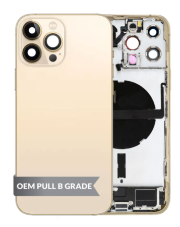 Back Housing Frame with Charging Port Flex & Small Parts for iPhone 13 Pro Max (GOLD) (US Version) (OEM Pull B Grade)