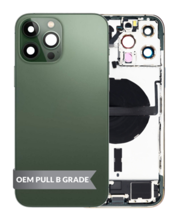 Back Housing Frame with Charging Port Flex & Small Parts for iPhone 13 Pro Max (ALPINE GREEN) (US Version) (OEM Pull B Grade)
