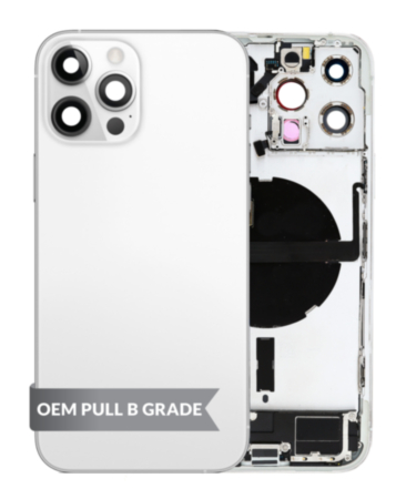 Back Housing Frame with Charging Port Flex & Small Parts for iPhone 13 Pro Max (SILVER) (US Version) (OEM Pull B Grade)