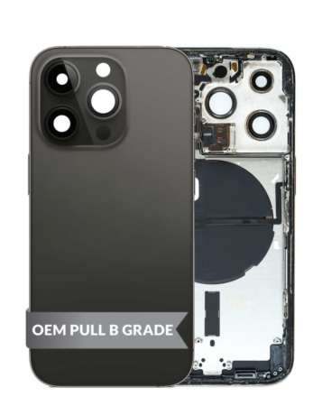 Back Housing Frame with Small Components Pre-Installed for iPhone 14 Pro (SPACE BLACK) (US Version) (OEM Pull B Grade)
