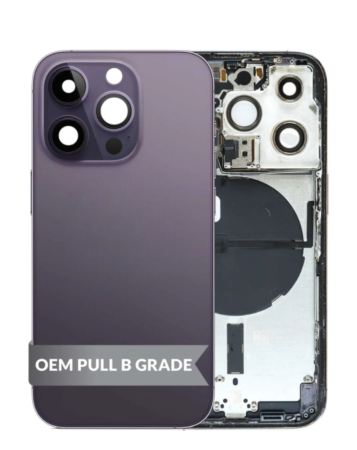 Back Housing Frame with Small Components Pre-Installed for iPhone 14 Pro (DEEP PURPLE) (US Version) (OEM Pull B Grade)