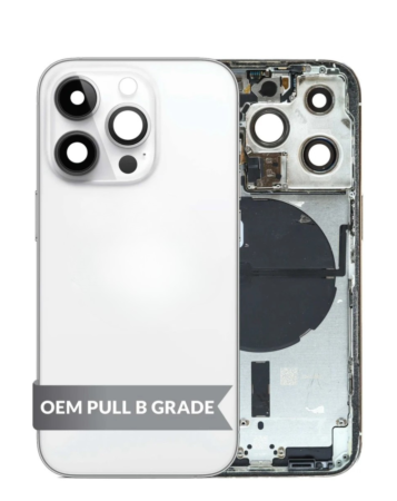 Back Housing Frame with Small Components Pre-Installed for iPhone 14 Pro (SILVER) (US Version) (OEM Pull B Grade)