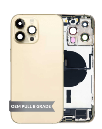 Back Housing Frame with Charging Port Flex & Small Parts for iPhone 14 Pro Max (GOLD) (International) (OEM Pull B Grade)