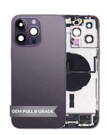 Back Housing Frame with Charging Port Flex & Small Parts for iPhone 14 Pro Max (DEEP PURPLE) (International) (OEM Pull B Grade)