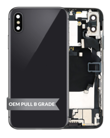 Back Housing Frame with Charging Port Flex & Small Parts for iPhone X (SPACE GRAY) (OEM Pull B Grade)