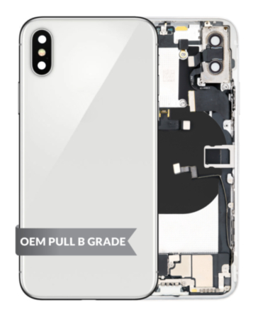 Back Housing Frame with Charging Port Flex & Small Parts for iPhone X (SILVER) (OEM Pull B Grade)