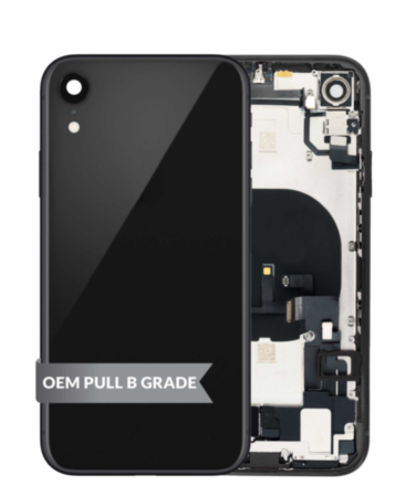 Back Housing Frame with Charging Port Flex & Small Parts for iPhone XR (BLACK) (OEM Pull B Grade)