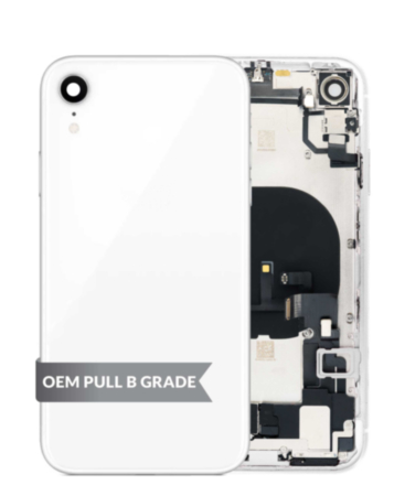 Back Housing Frame with Charging Port Flex & Small Parts for iPhone XR (WHITE) (OEM Pull B Grade)