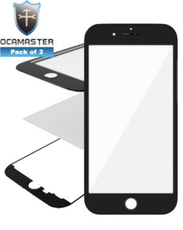 iPhone 8 OCA Master (Front Glass + Frame + OCA Pre-Installed) (3in1) (BLACK) (Pack of 2)