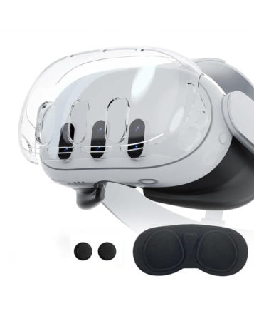 Transparent Case with Dust Cover, Cloth & Thumb Grip for Quest 3 (Only Ground Shipping)