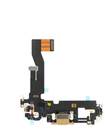 Stock up on the gold charging port flex cable for iPhone 12 Pro and iPhone 12, OEM pull.
