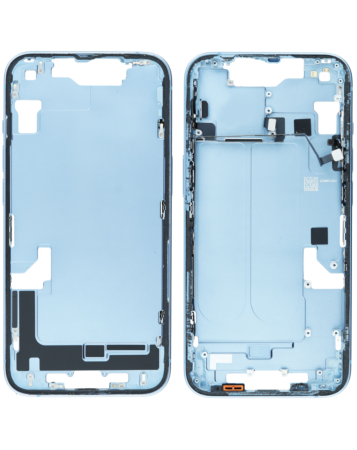 Buy the blue middle frame with parts for iPhone 14 international version OEM pull A grade.

