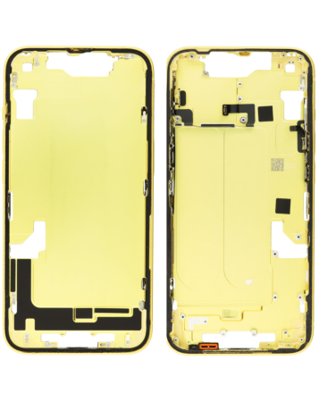 Grab the wholesale deals on the yellow middle frame with parts for iPhone 14 international version OEM pull A grade.

