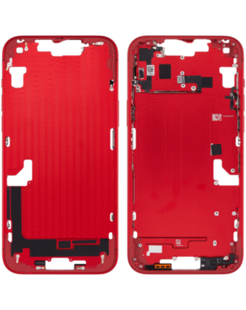 Purchase the middle frame with parts for the iPhone 14 Plus — in Red, International version, OEM pull B grade.