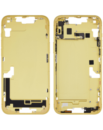 Stock up on the middle frame with parts for the iPhone 14 Plus — in Yellow, International version, OEM pull B grade.