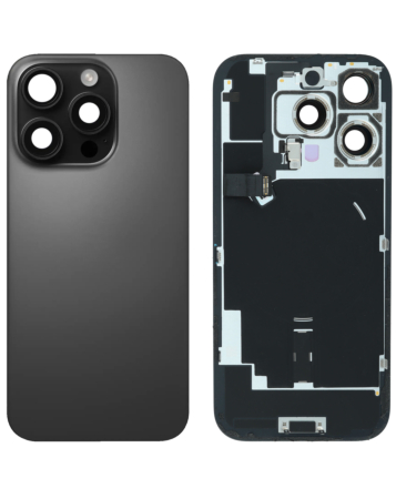 Order the Black Titanium Back Glass with Frame, Wireless NFC Charging Flex, and MagSafe Magnet for iPhone 16 Pro, OEM Pull B Grade.